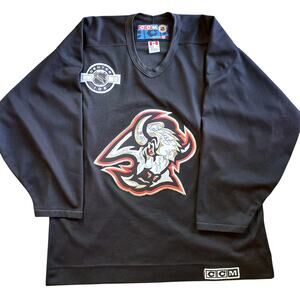 Buffalo Sabres 90s CCM Practice SIGNED auto Ray jersey L black goathead NHL vtg